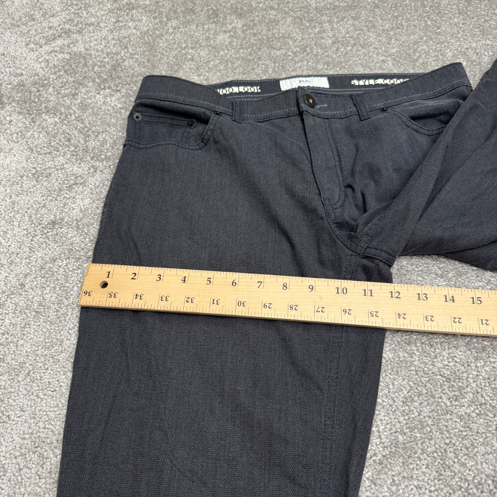 Brax Feel Good Style Cooper FA Woo Look Pants Mens 35×34 Dark Gray Straight Leg