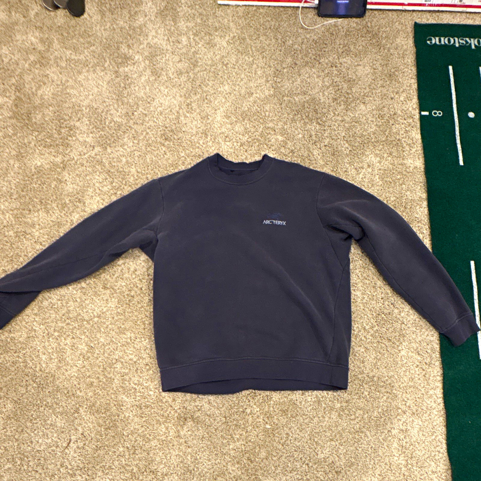 Arc’teryx Men’s Blue Crew Neck Pullover Sweatshirt M Solid Long Sleeve Logo