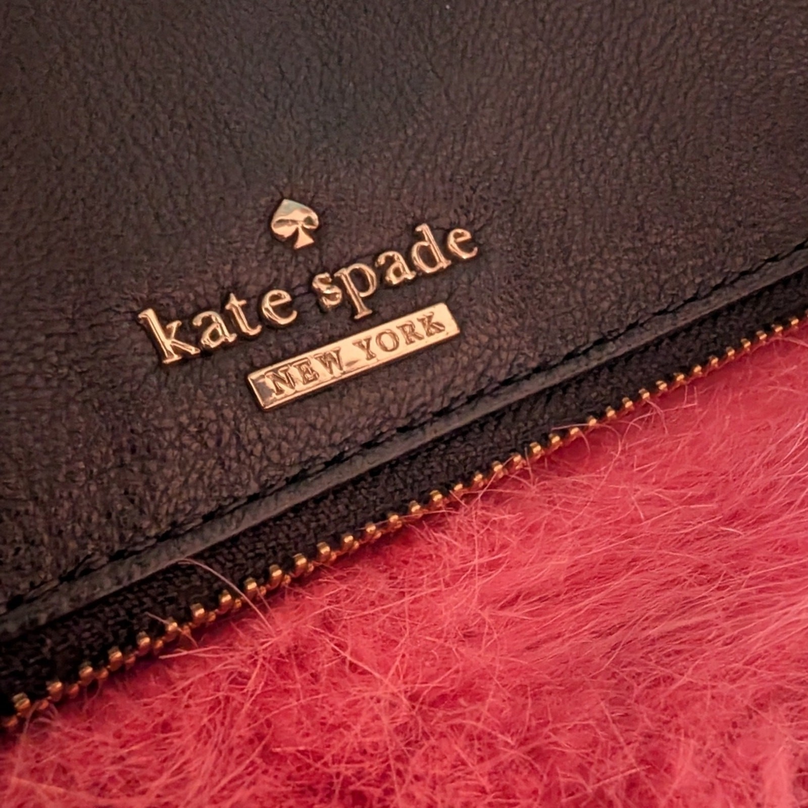 💖 RARE! Kate Spade Evening Belles Steffe Faux Fur & Leather Clutch