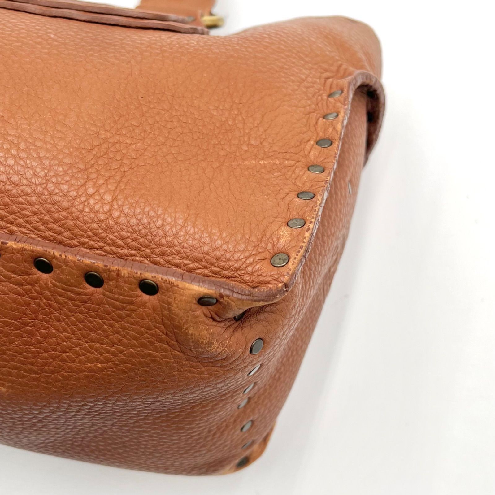 Auth Celine Boogie Bag Y2K Studded Leather Handbag, Brown 2Y9364