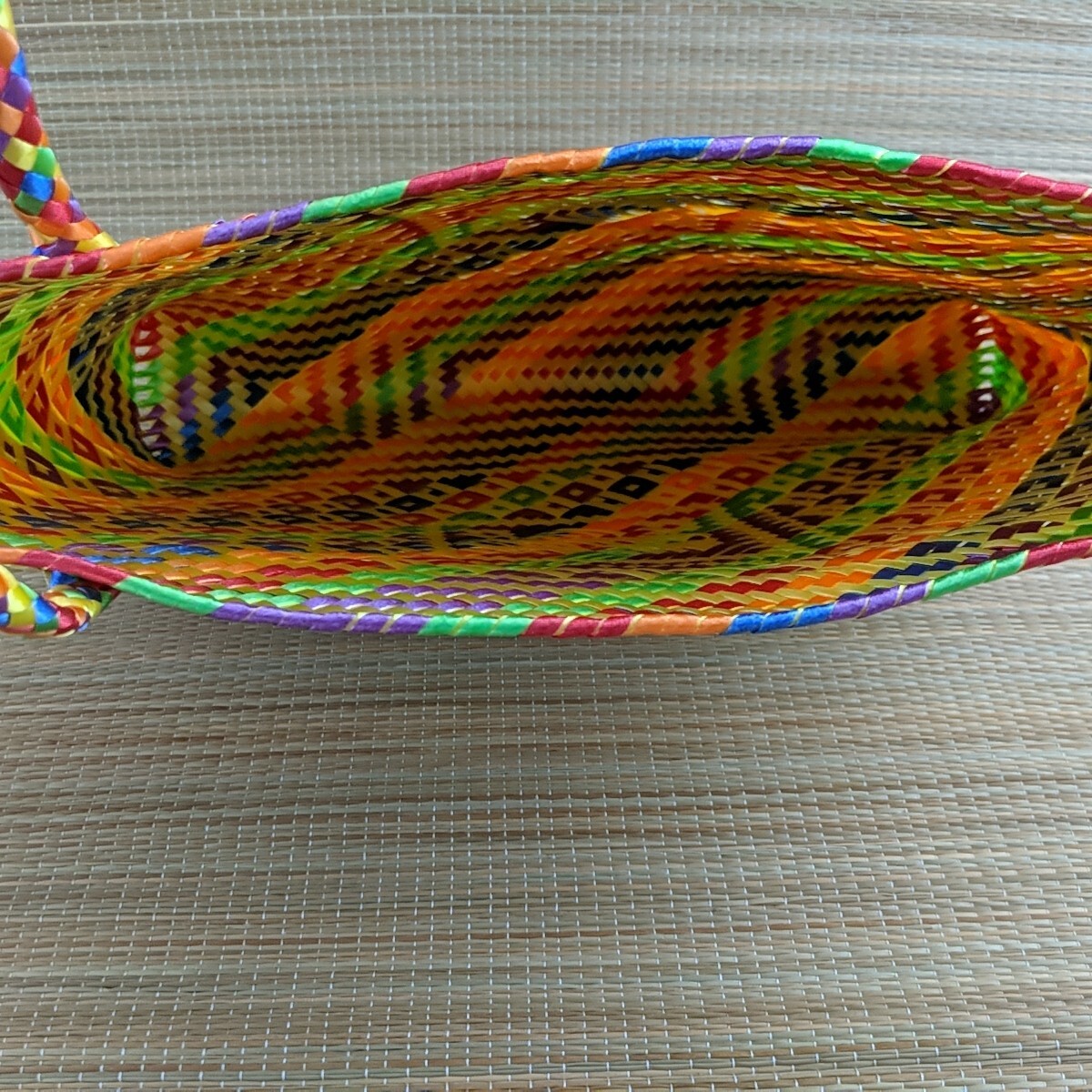 woven mexican tote handmade of recycled plastic Colorful Purse Handbag