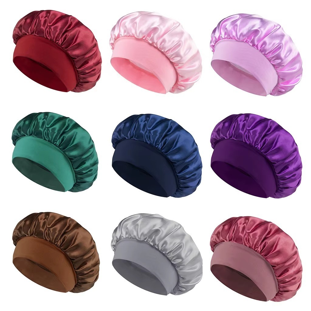 Satin Bonnet Silk Hair Bonnet Adjustable Bonne for Sleeping with Tie Band LOT