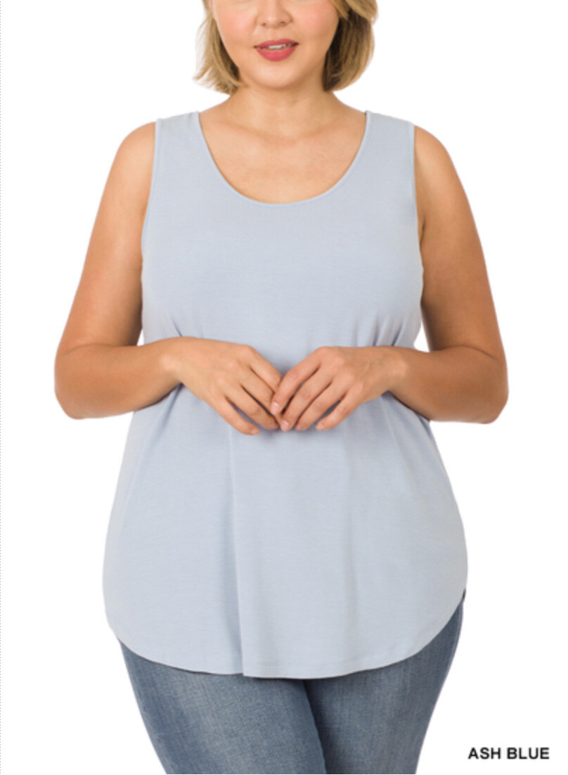 ZENANA 8507 PLUS Real Modal Sleeveless Tank Top Round Hem