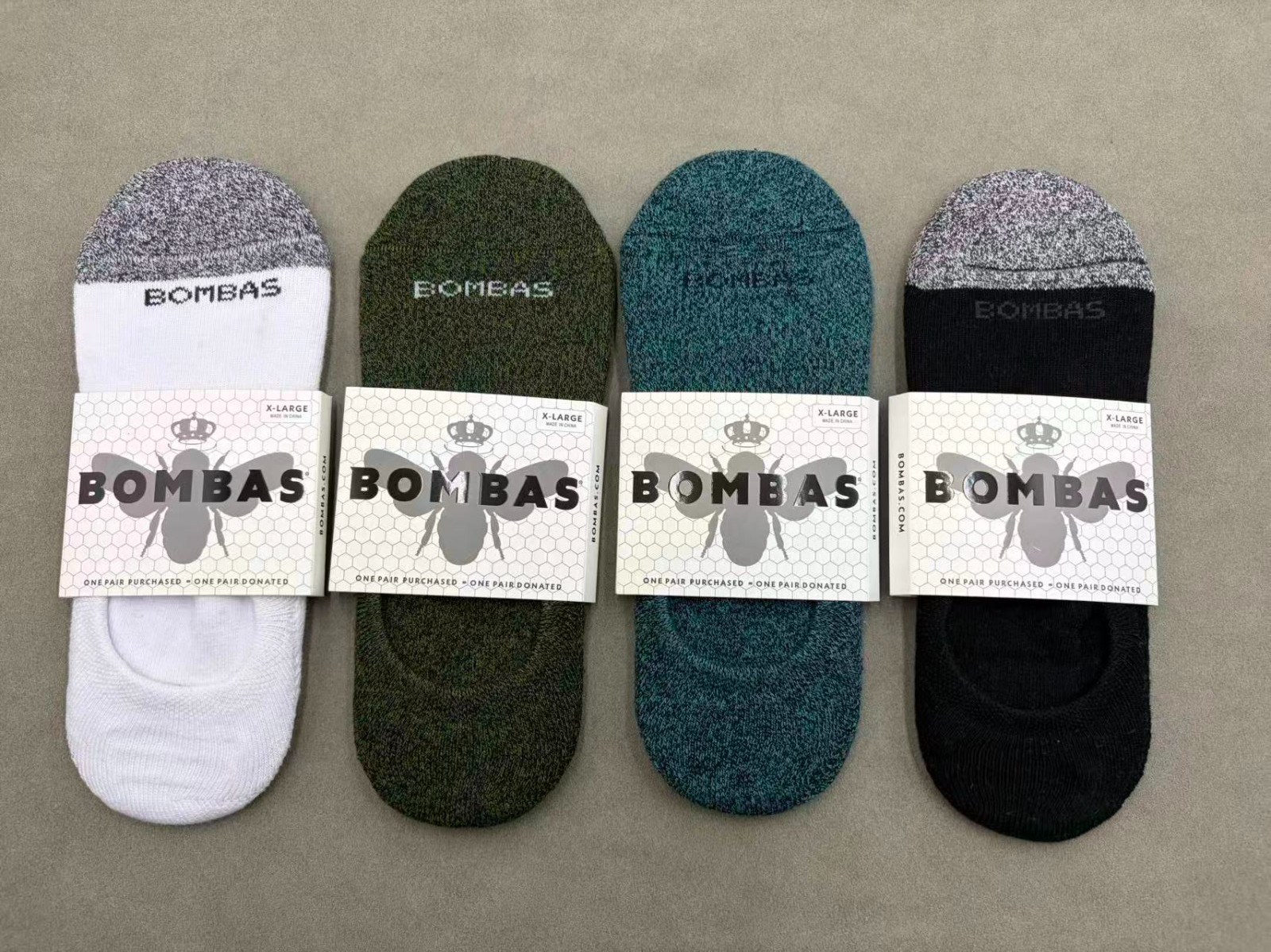 4 pairs Bombas Men’s Marl Cushioned No Shows Socks Size XL 4 Colors