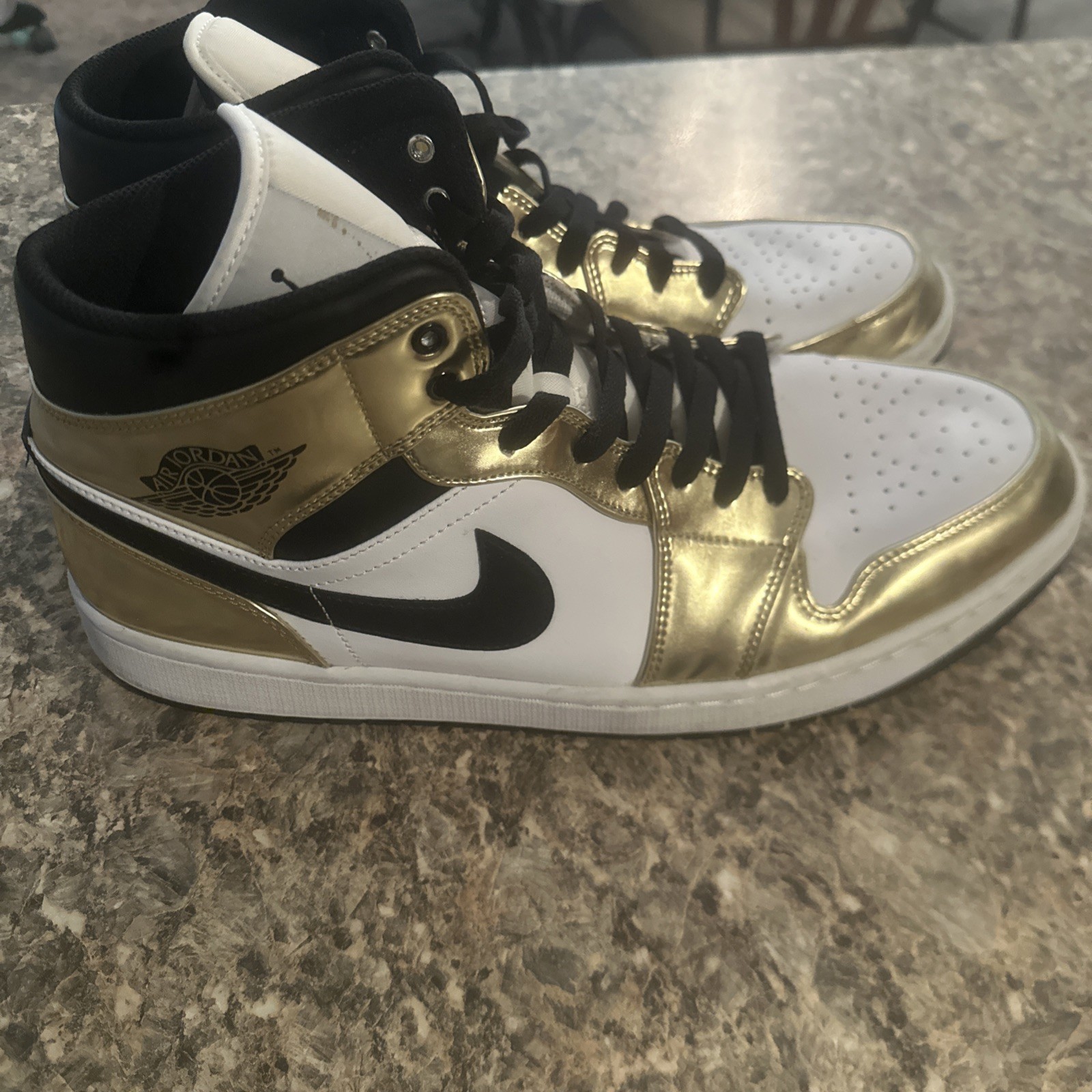 Nike Jordan 1 Mid Metallic Gold (worn)