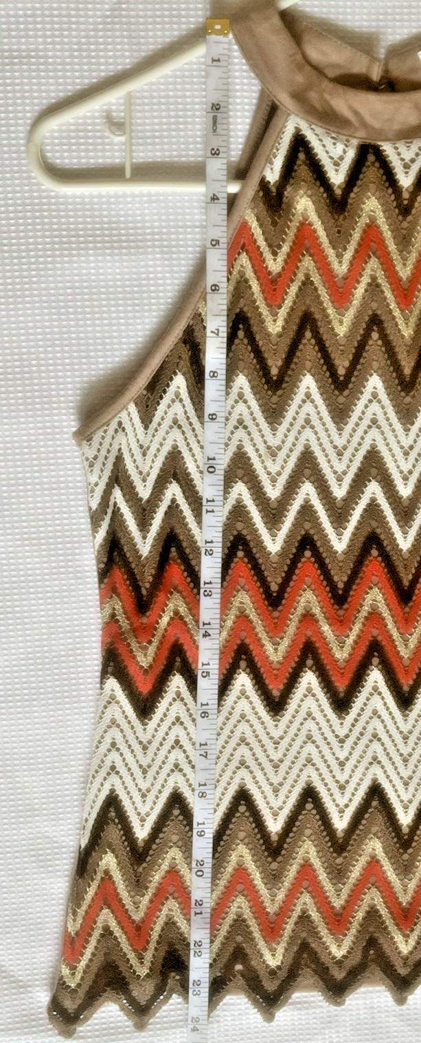 A’Gaci Multicolor Chevron Patterned Halter Neckline Women’s Tank Top SZ S