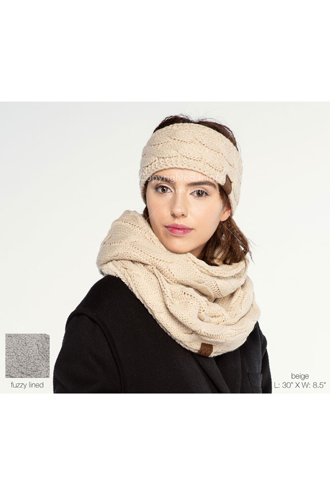 C.C Faux Sherpa Fur Interior Soft and Warm Neck Warmer Infinity Scarf