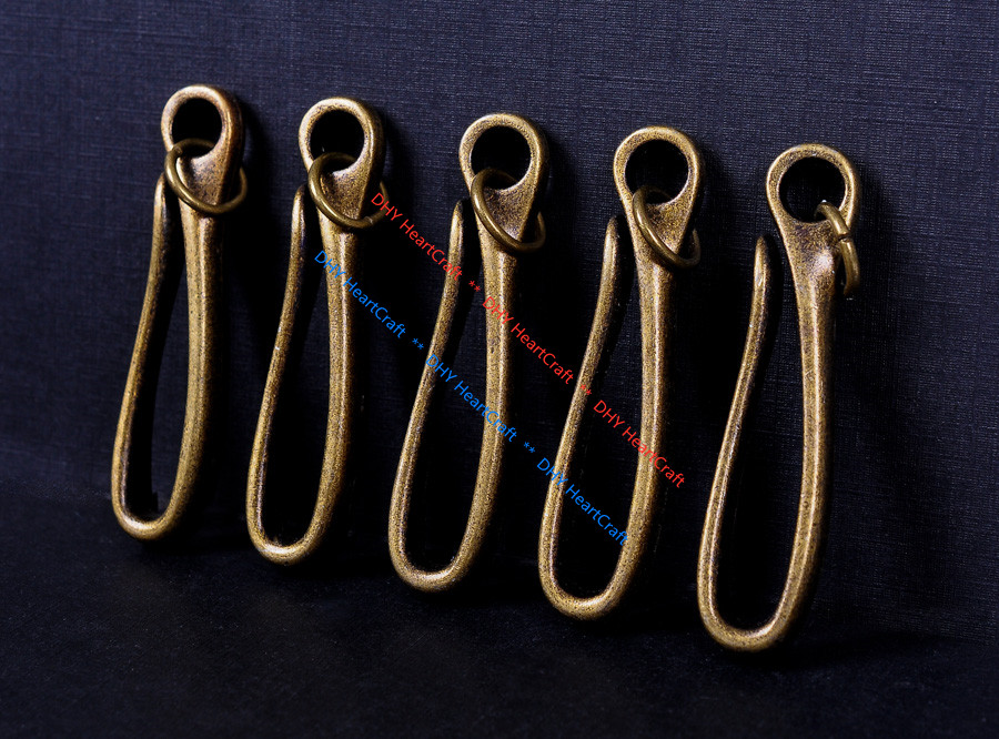 5pc 68*16mm Big Retro Brass KeyChain Key Ring Belt U Hook Wallet Chain Fish Hook