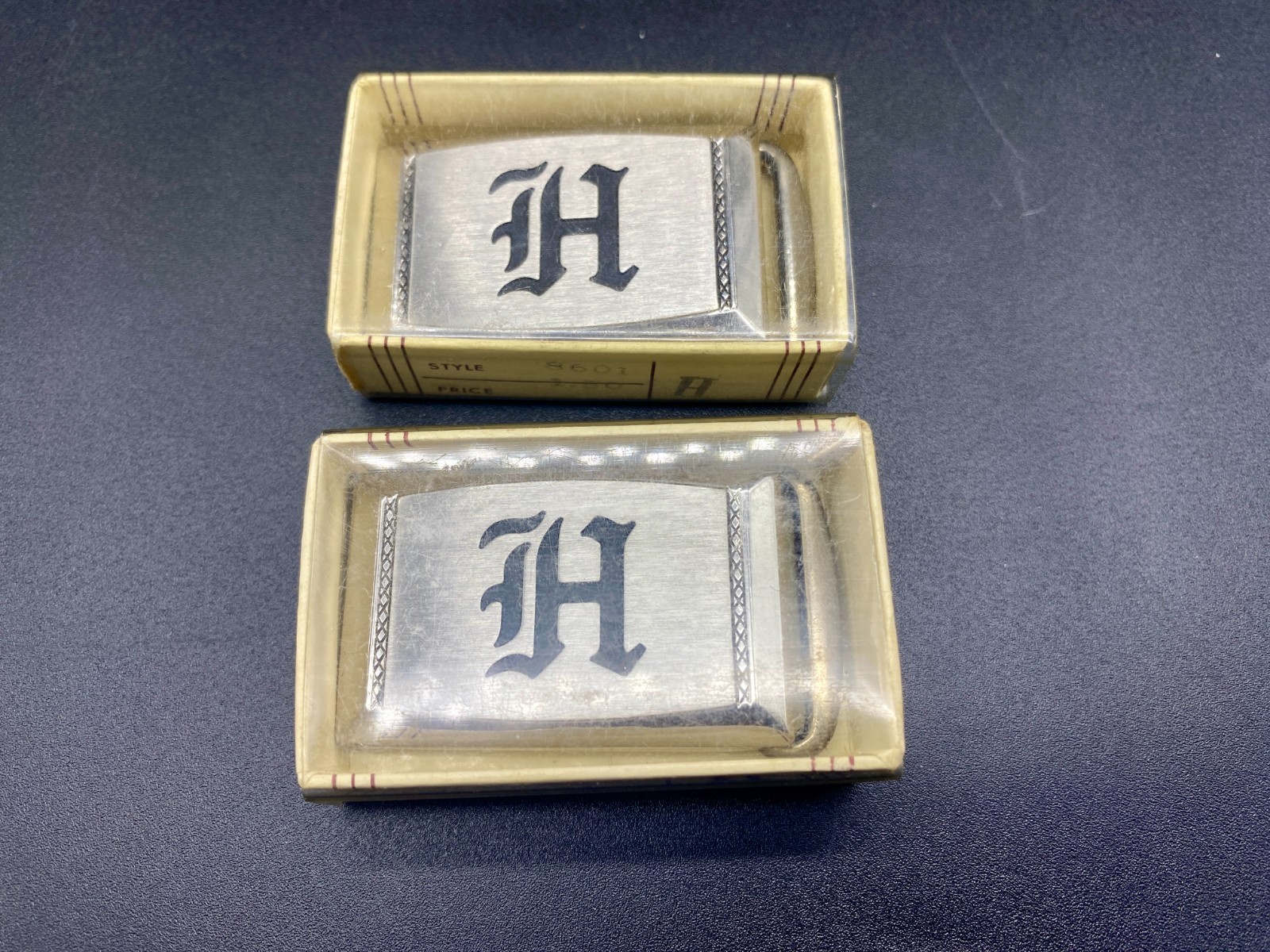 Vintage 1960s Hickock Monogrammed Belt Buckles: Rare NEW/NIB! H, K, N, P