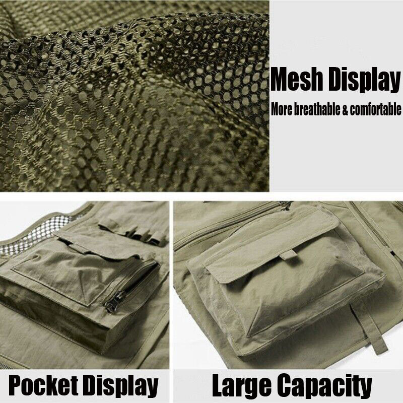 Tactical Mesh Vest for Men Fishing Hiking Photographer Casual Waistcoat JacketUS
