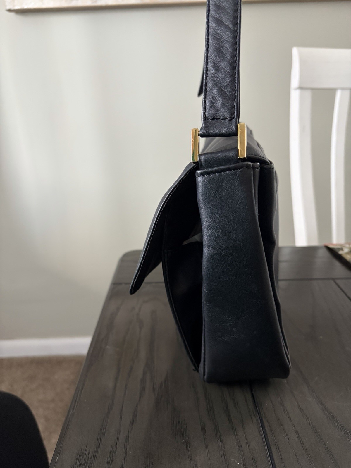 Vintage Etienne Aigner Black Logo Shoulder Bag Magnetic Flap Gold Hardware