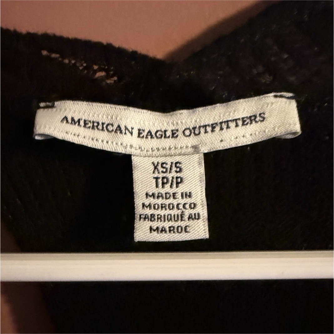 American Eagle Outfitters Black Lace Knit Racerback Tank Top, Women’s XS