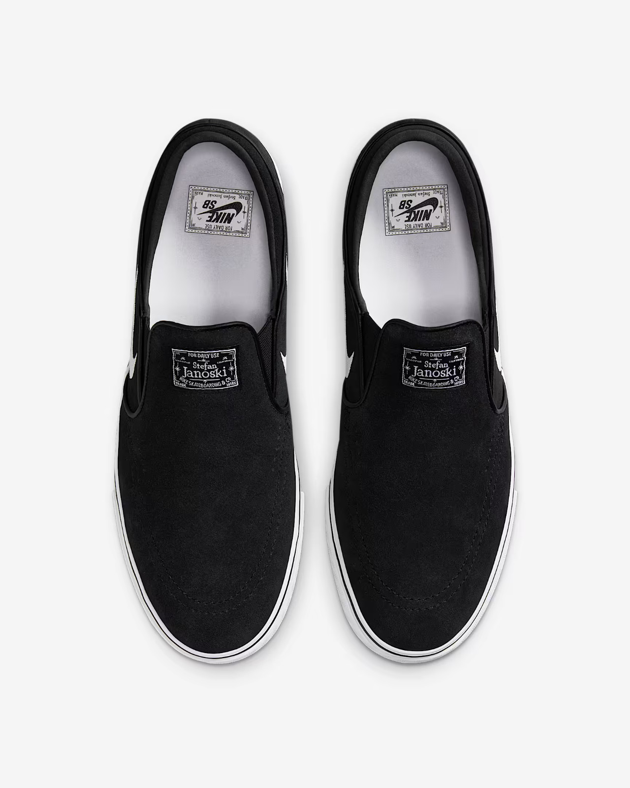 NEW Size 10 Nike Stefan Janoski+ Slip SB Black White FN5893-001