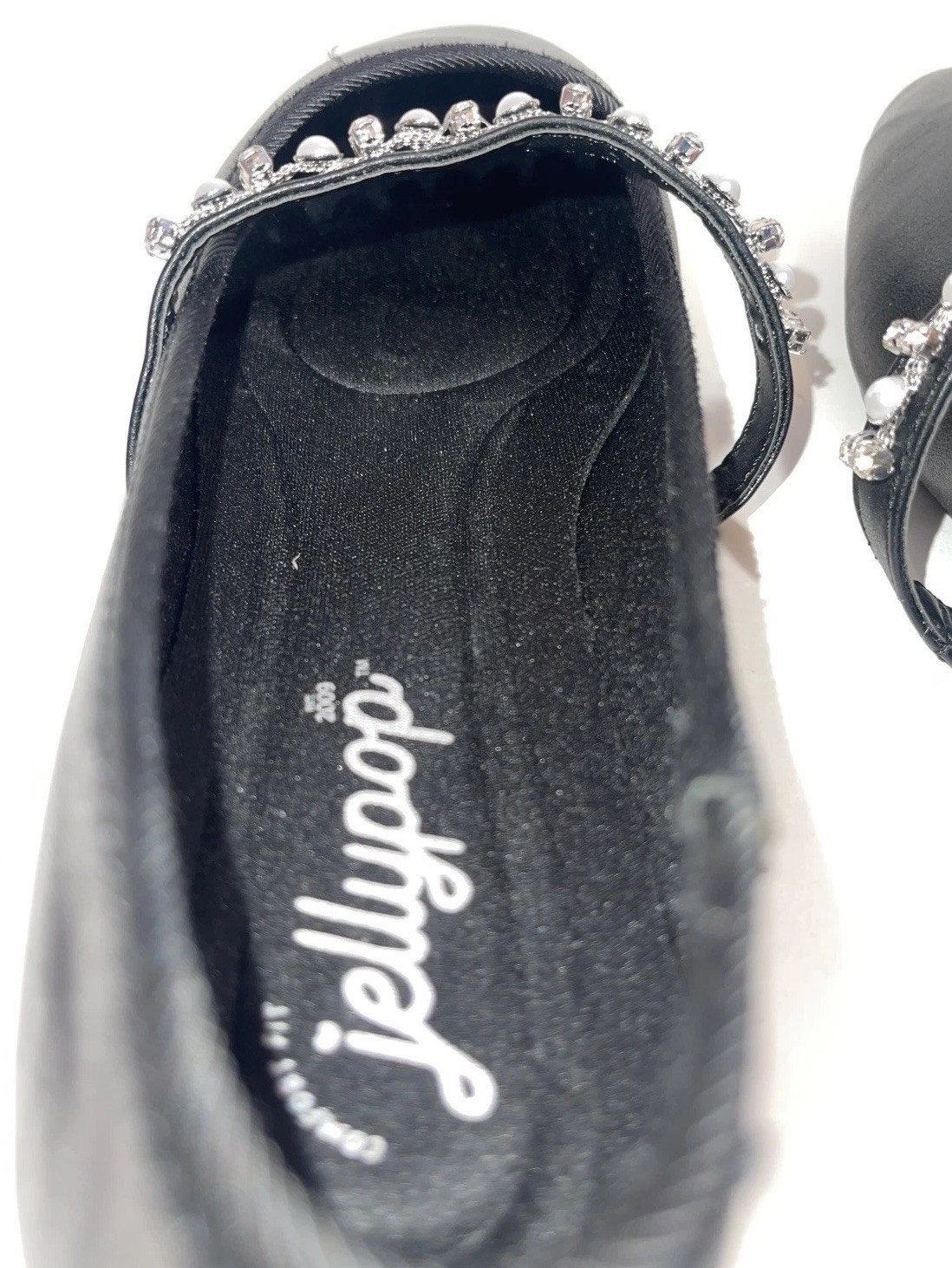 Jellypop Comfort Fit Black Ballet Flats Women’s 7 Pearl Rhinestone Dress Shoes