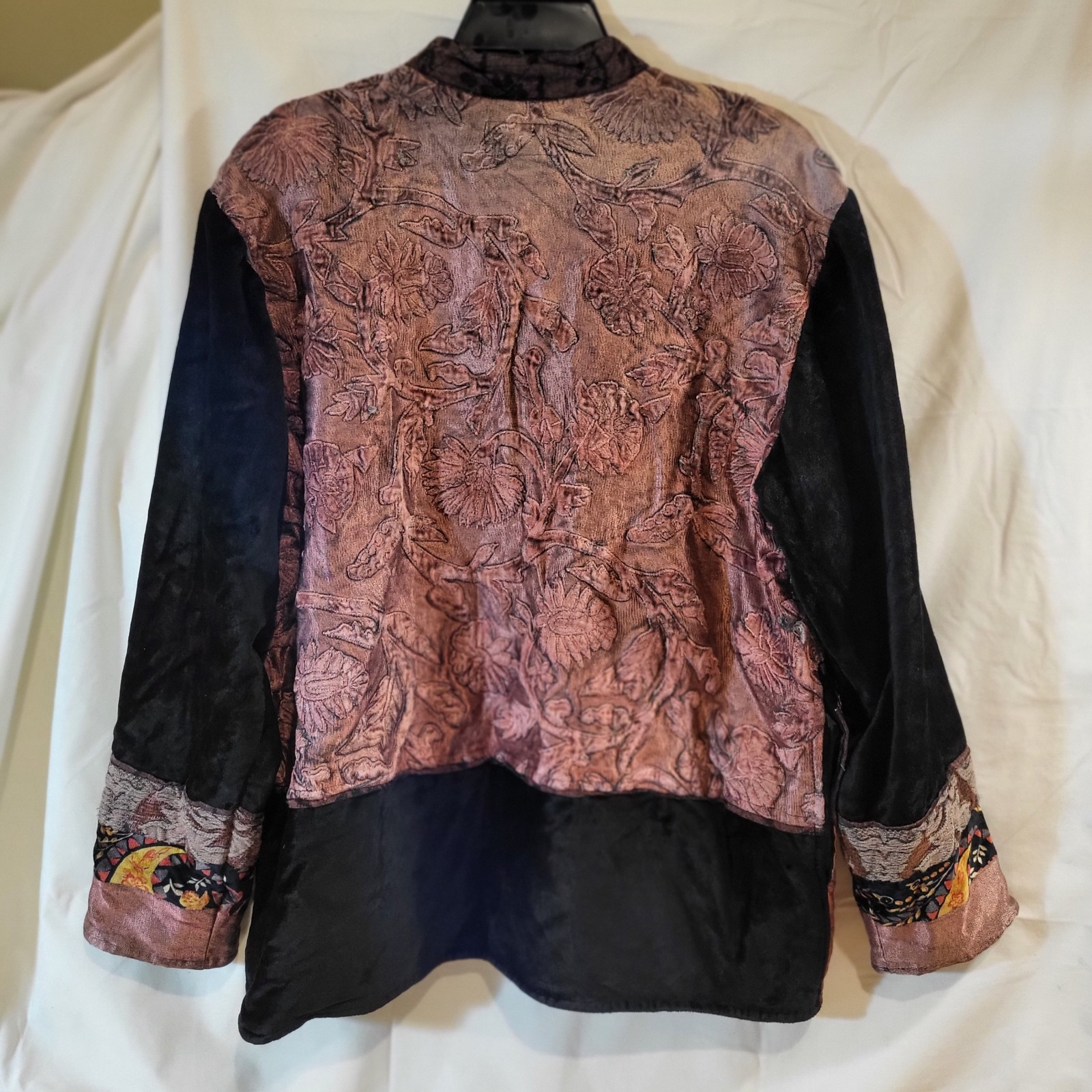 Flashback Patchwork Jacket Blazer Sz XL Texture Velvet Metallic Button Lined