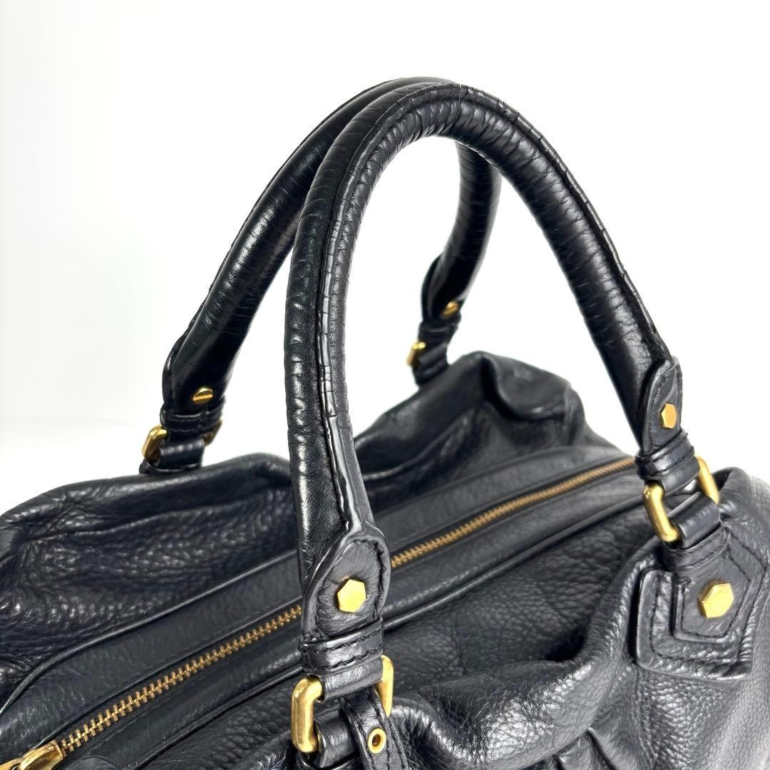Marc by Marc Jacobs Classic Q Black Leather 2 Way Shoulder Bag Y2K Auth e76
