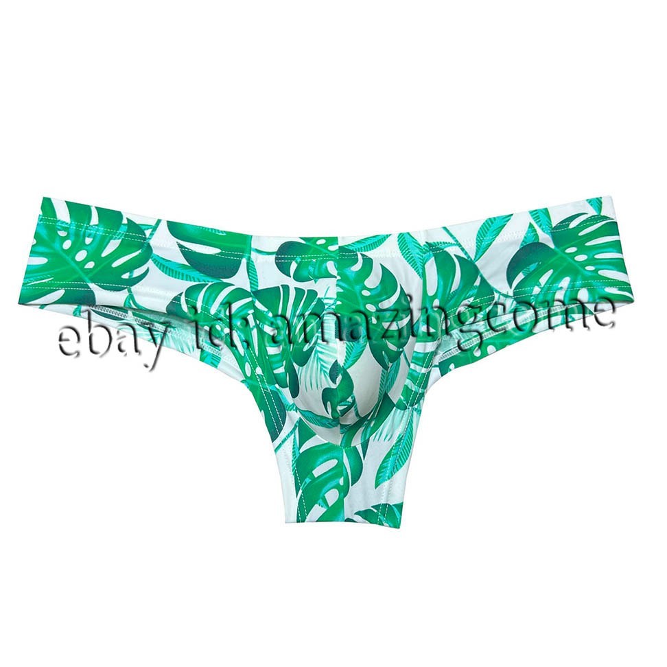 Men Printed Brazilian Bikini Underwear Enhance Bulge Pouch Mini Boxer Briefs