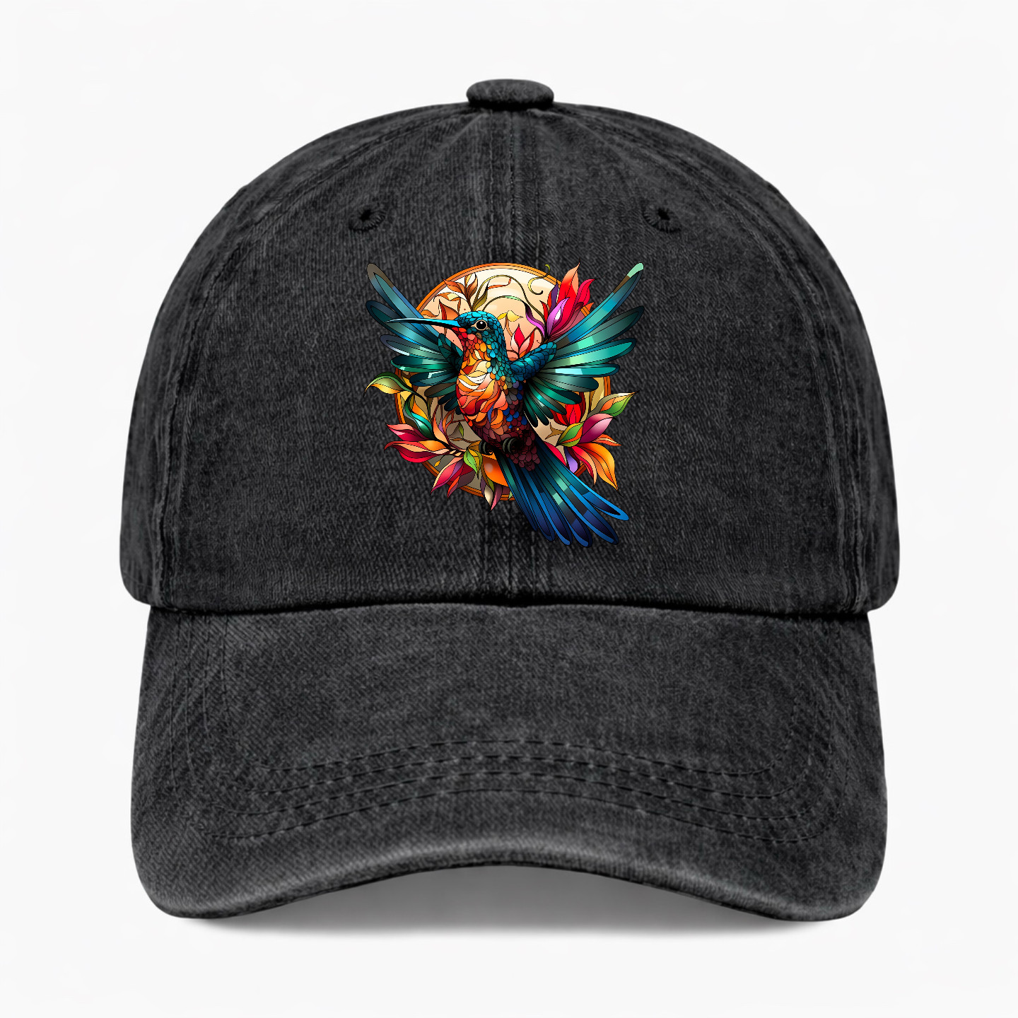 Hummingbird Floral Hat Nature Bird Lover Gift Adjustable Dad Cap Adjustable
