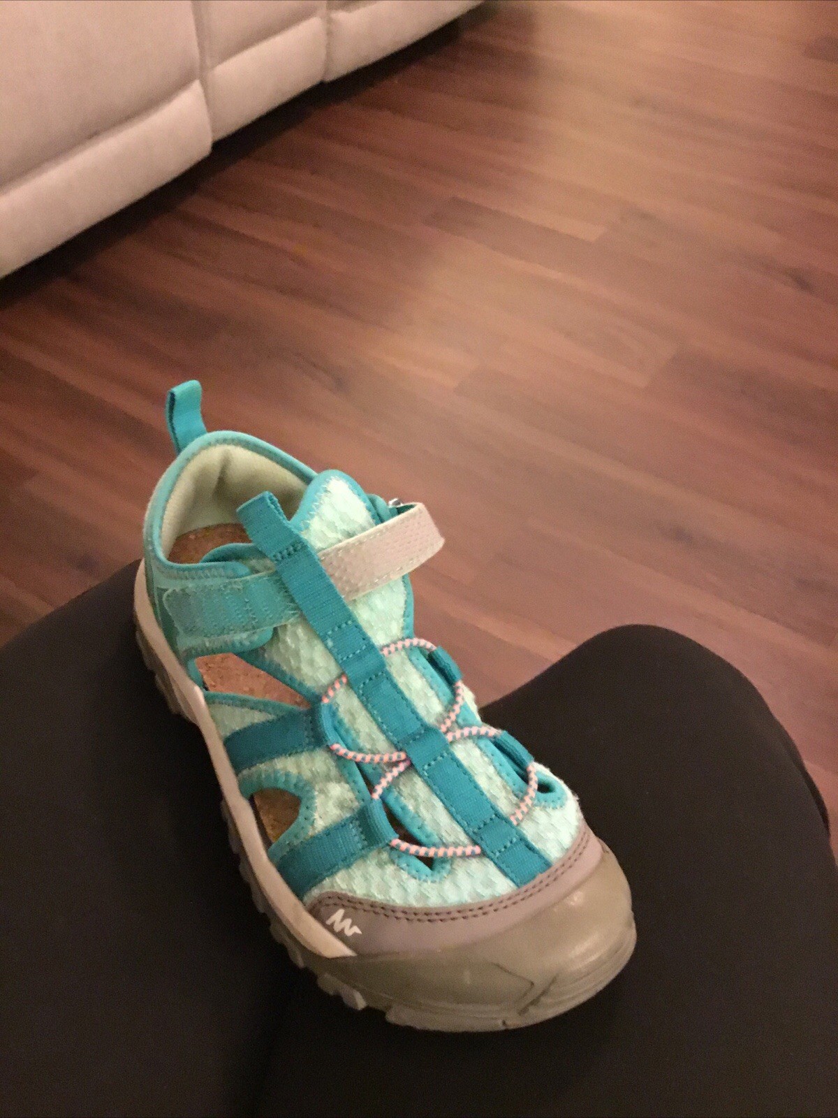 Quechua Kids Hiking Sandal Gray And Teal Size 6