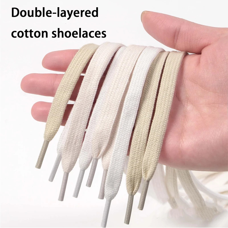 1Pair New Double-layered Polyester-cotton Shoelaces 1cm Wide Flat High-quality S