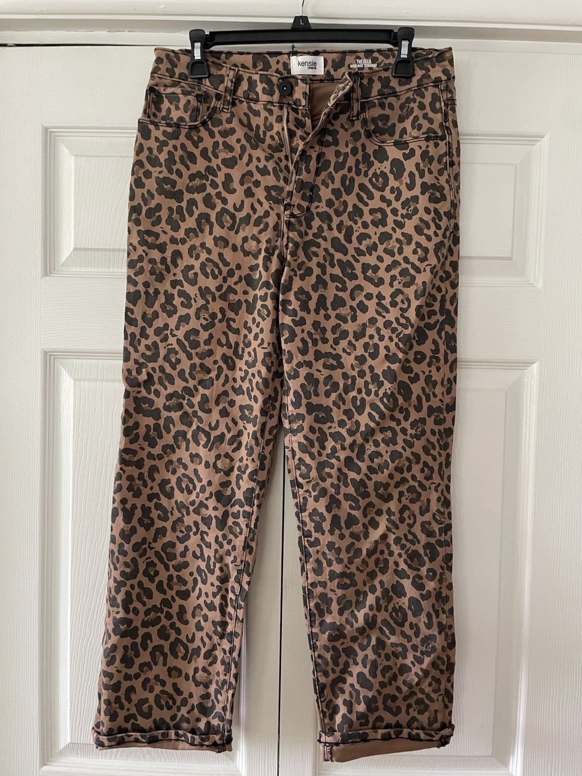 Kensie Women’s Leopard Print 5 Pocket Demin Jeans Size 8/29