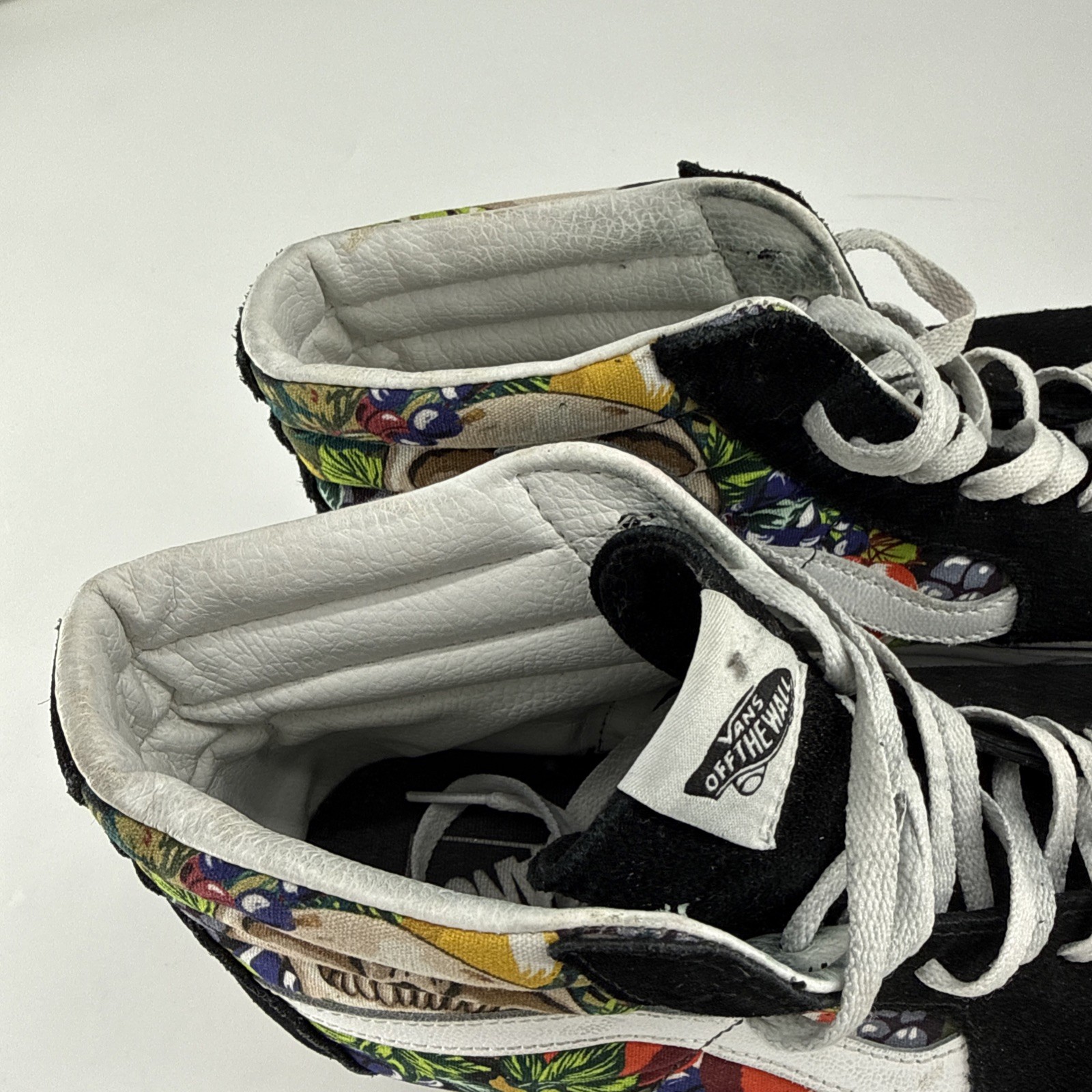VANS Sk8 Hi Fruit Skull Skeleton Black White Striped Shoe Unisex Sz M 9.5 /W 11