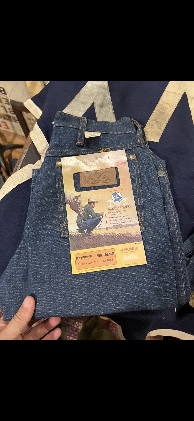 Lot 2 Vtg 1960s NOS Maverick Blue Bell Denim Jeans Deadstock 44MWZ 14oz Wrangler