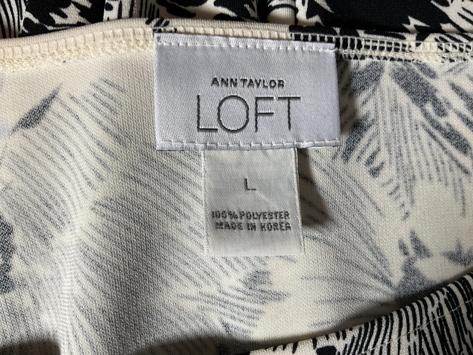 Ann Taylor Loft Black & White Floral Print Sleeveless Dress Size L -B13