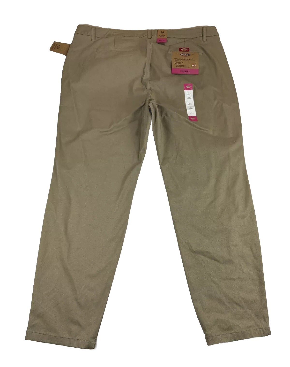 Dickies Skinny 4 Pocket Khakis Juniors 24 Mid Rise Chinos Slacks Trouser Stretch