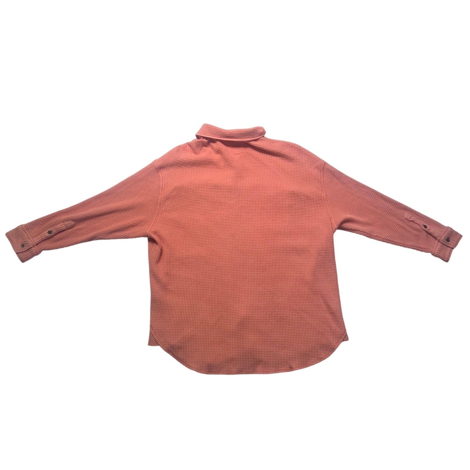 Aerie Lumber Jane Waffle Knit Oversized Button Down Shirt Shacket Coral Rust XS