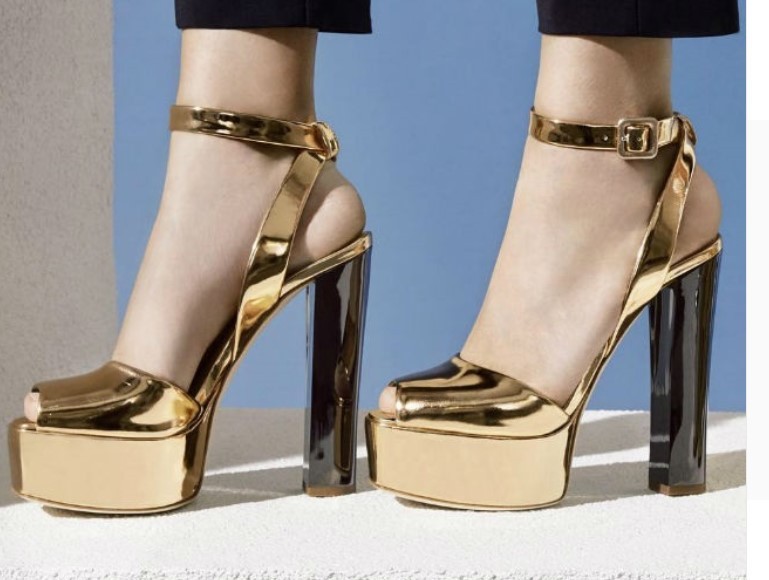Women’s Sexy Sandals Ankle Strap Platform High Heel Patent Leather Shoes Fashion