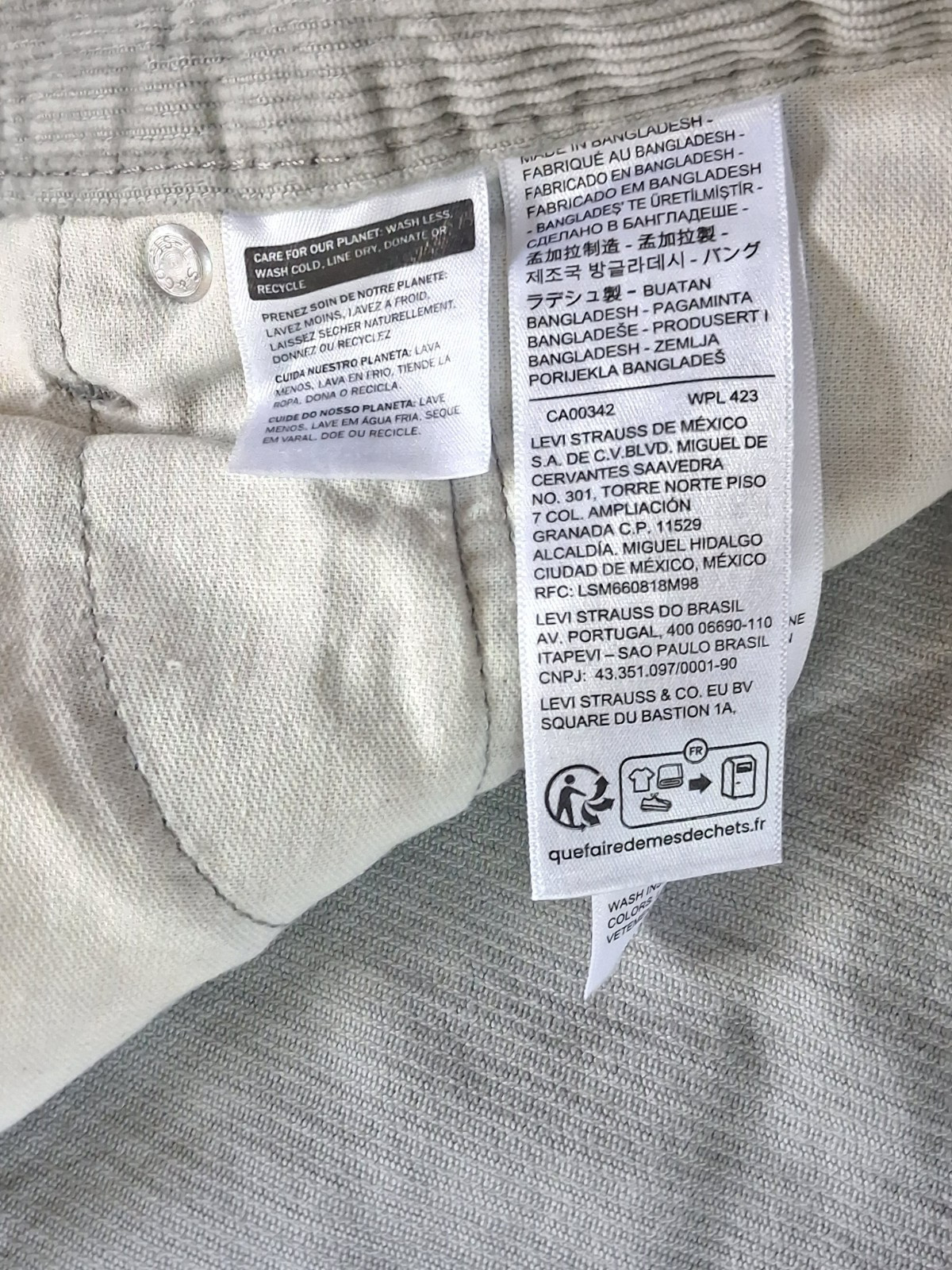 Levi’s Men’s 565 Corduroy Pants 30×30 Gray Loose Straight Fit 5-Pocket NWT