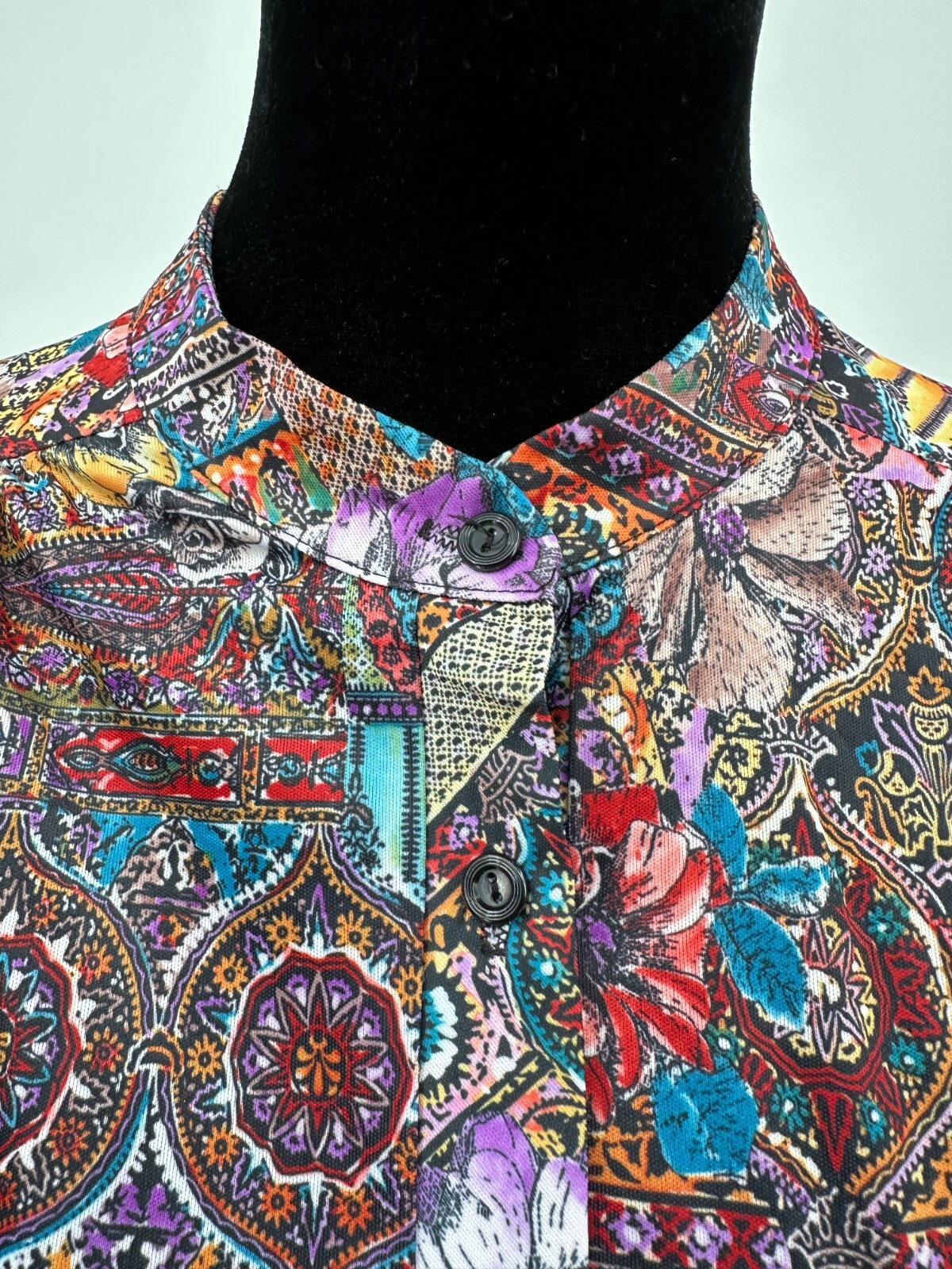 Top Notch Womens 3/4 Sleeve Blouse Size 38/18W Multicolor Gypsy Floral Print