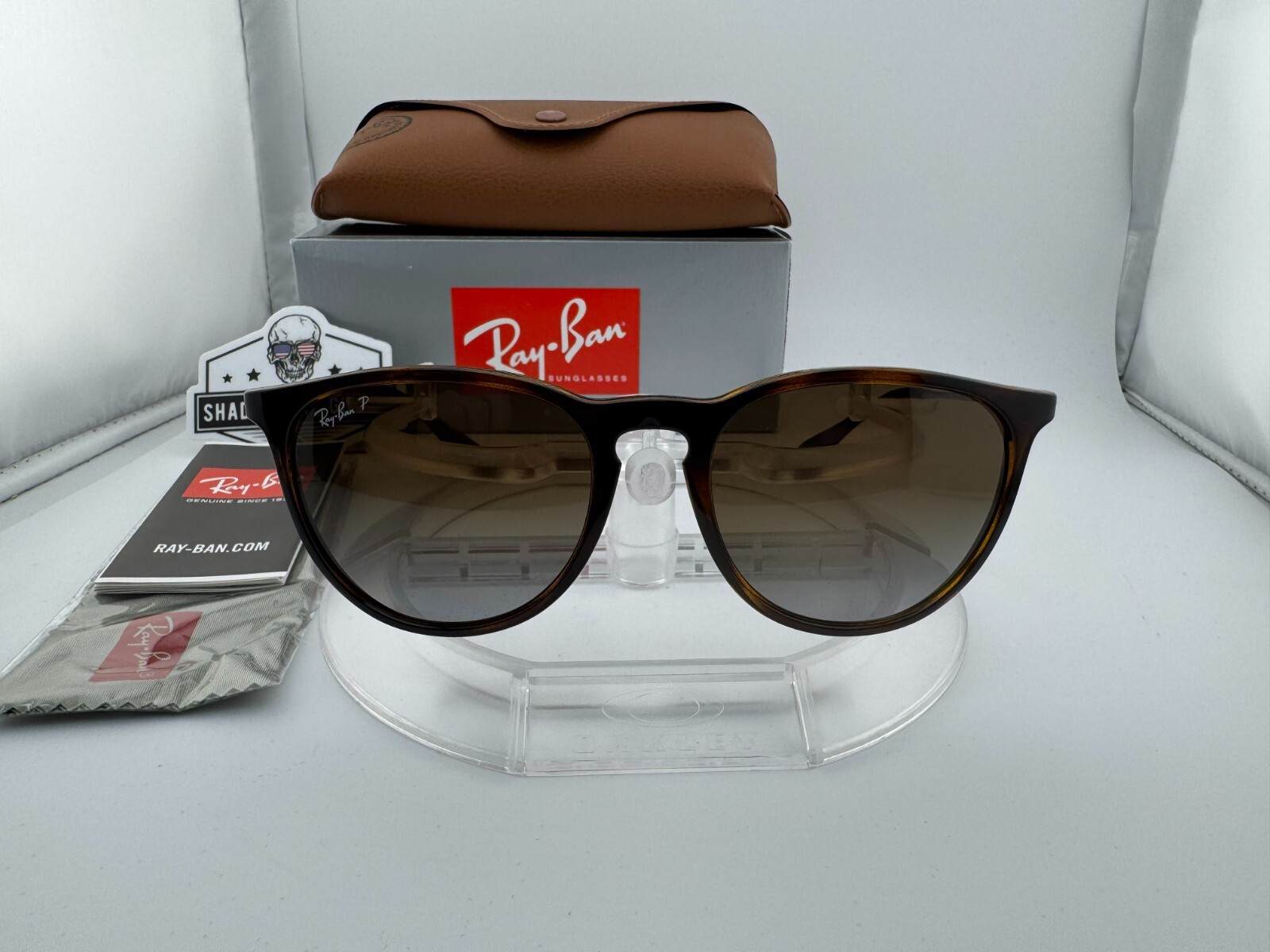 RAY-BAN ERIKA RB4171 710/T5 HAVANA BROWN GRADIENT POLARIZED SUNGLASSES 54MM NEW