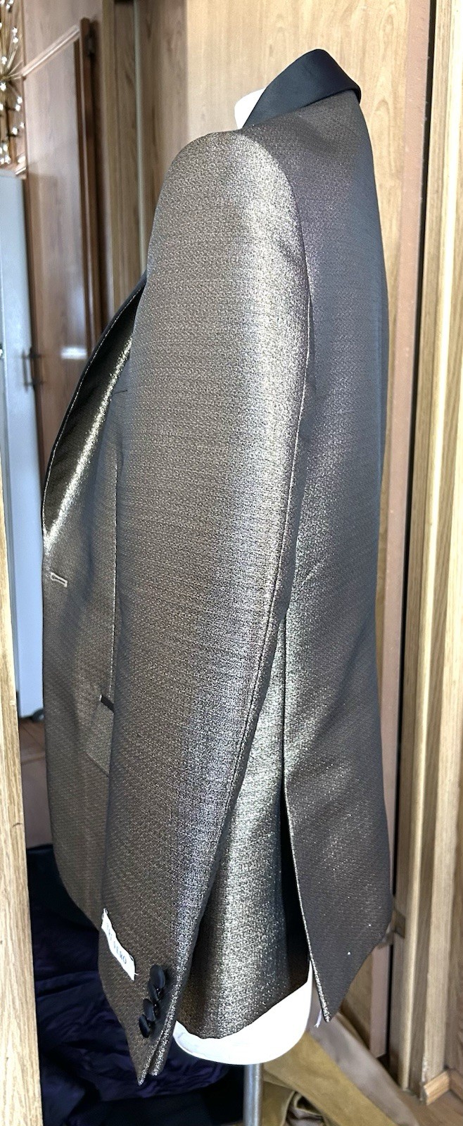 Gold Metallic Tuxedo Jacket Tre Vero Gold Sparkle Shimmer Sport Coat Mens 40 S