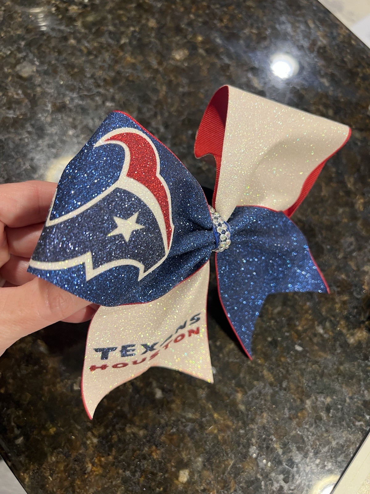 Houston Texans Hair Bow With Logo Glitter Sparkle Football Cheer
