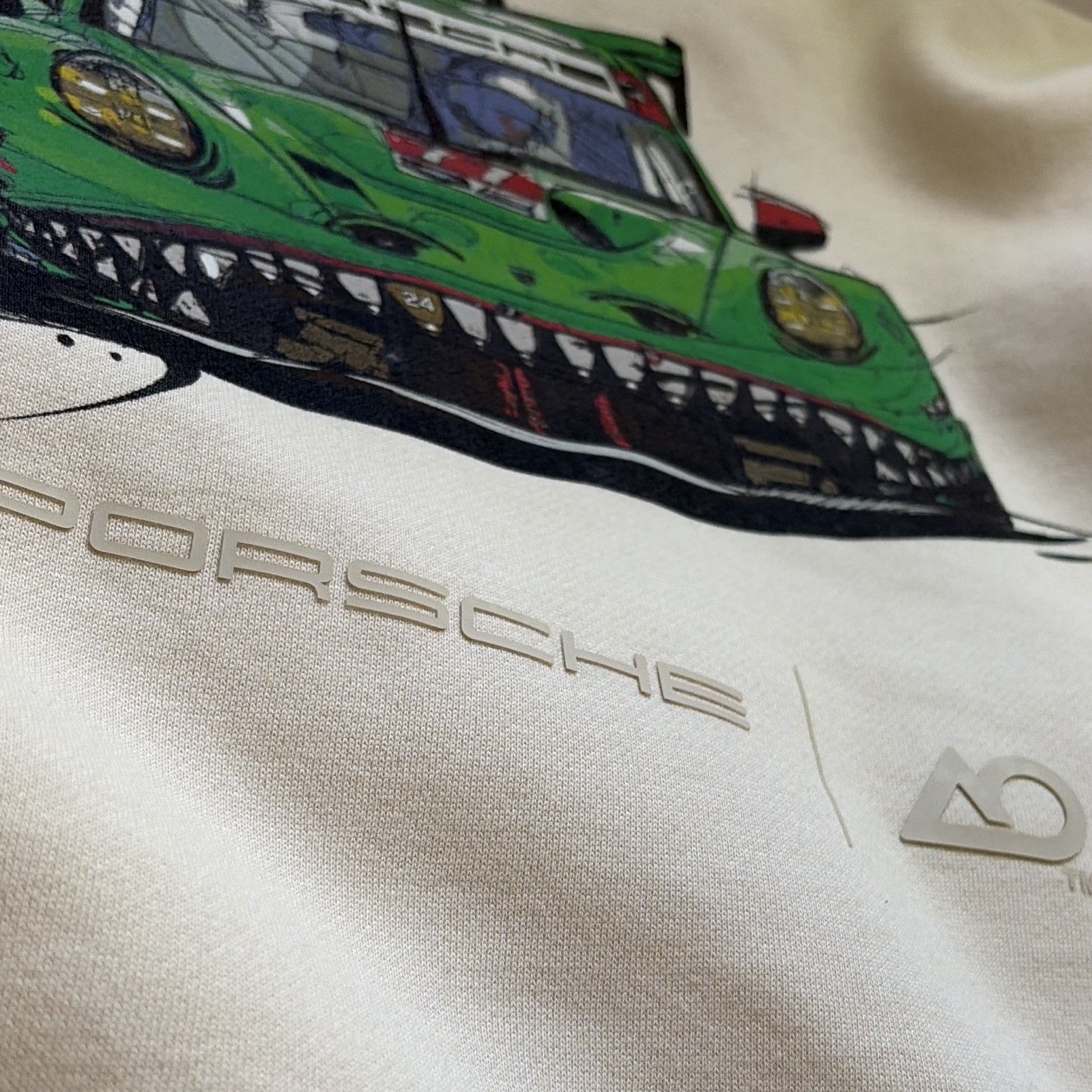 Porsche Design Rexy Beige Fleece Pullover Hoodie Embroidered Graphic Men S