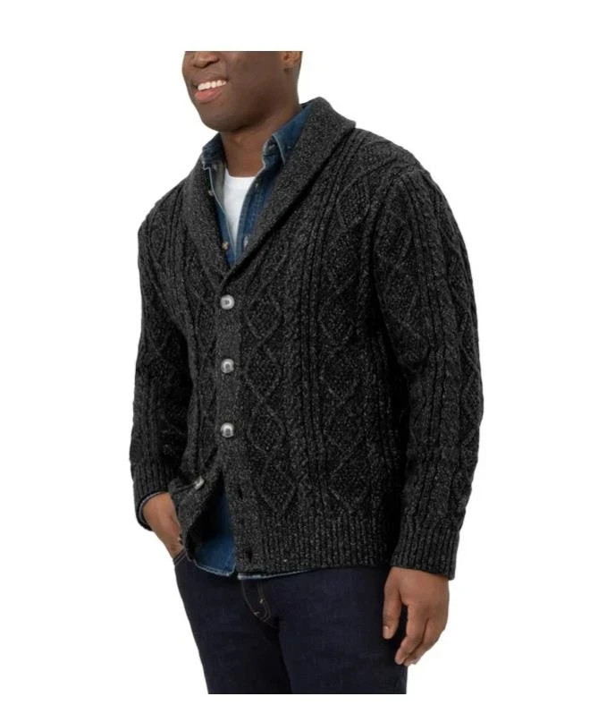 Blanknyc Men’s Heathered Collared Button Closure Cardigan, Black, Size M