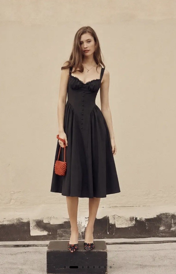 Cider Cotton-blend U-neckline Ruffled Lace Up Flared Maxi