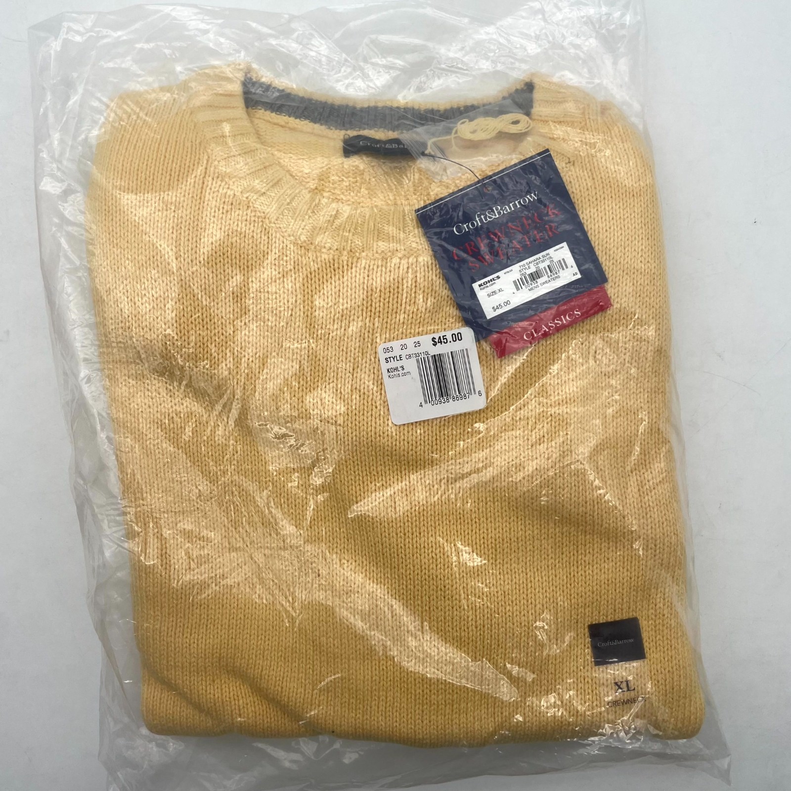 Croft & Barrow Crewneck Sweater Mens XL Sahara Sun Knit Soft & Warm Classics