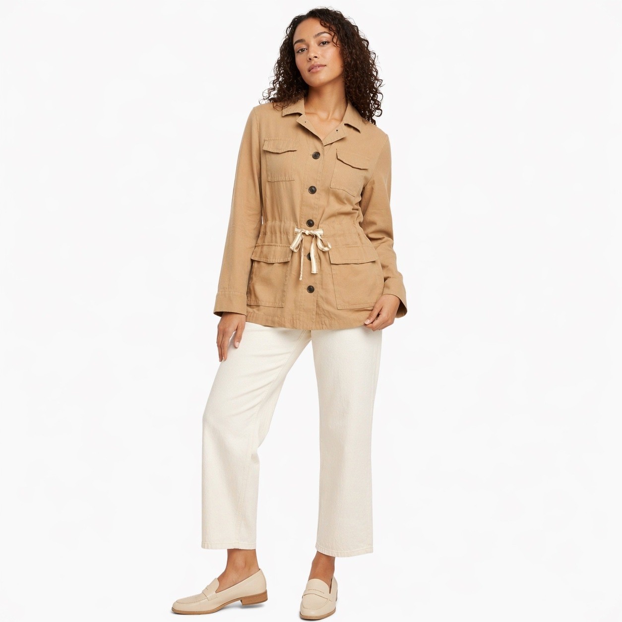 Talbots Womens Lightweight Utility Jacket L Safari Field Resort Preppy Coastal