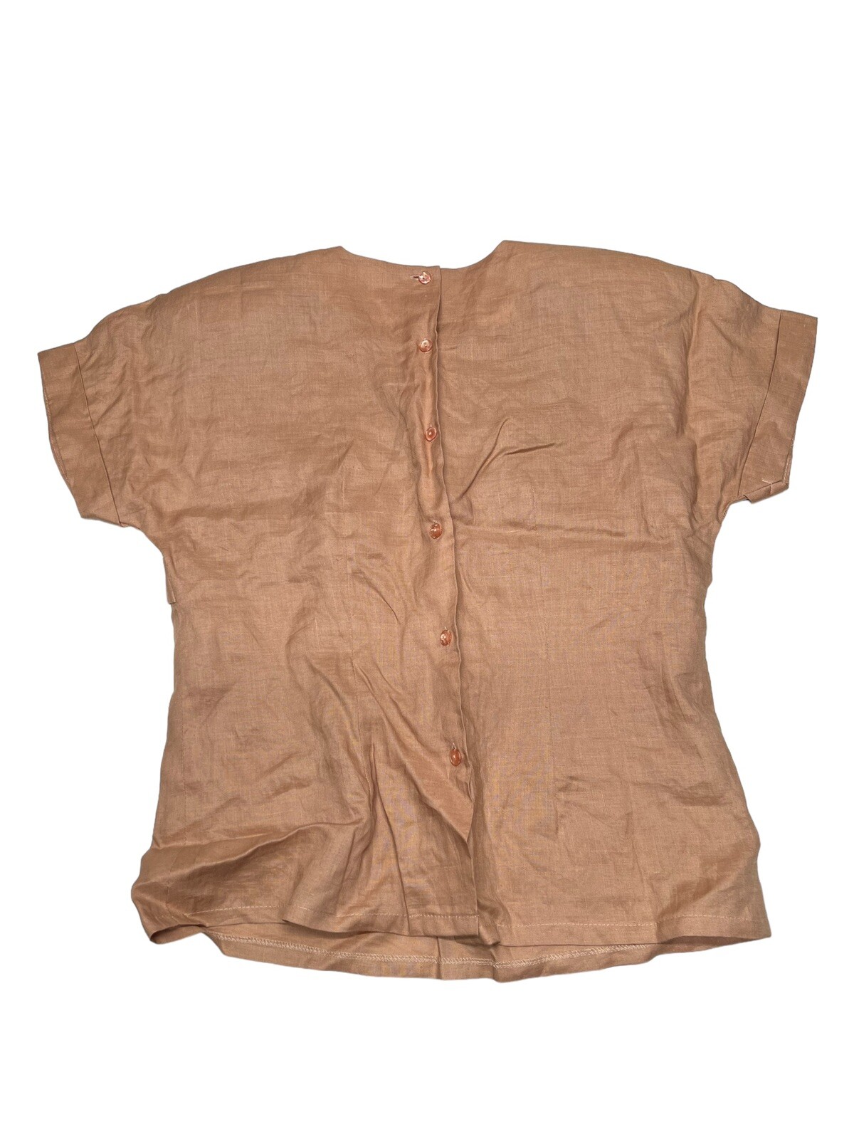 Vtg NOS Anne French Artsy Art to Wear Embellished 100% Ramie Blouse SZ 10 Khaki