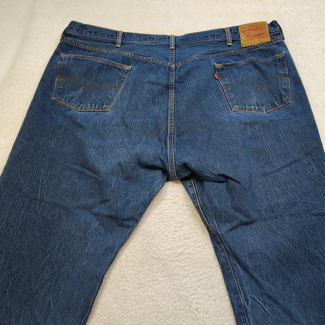 Levis Jeans 501 Mens 50×30 Button Fly Straight Leg Blue Denim Med Wash Work