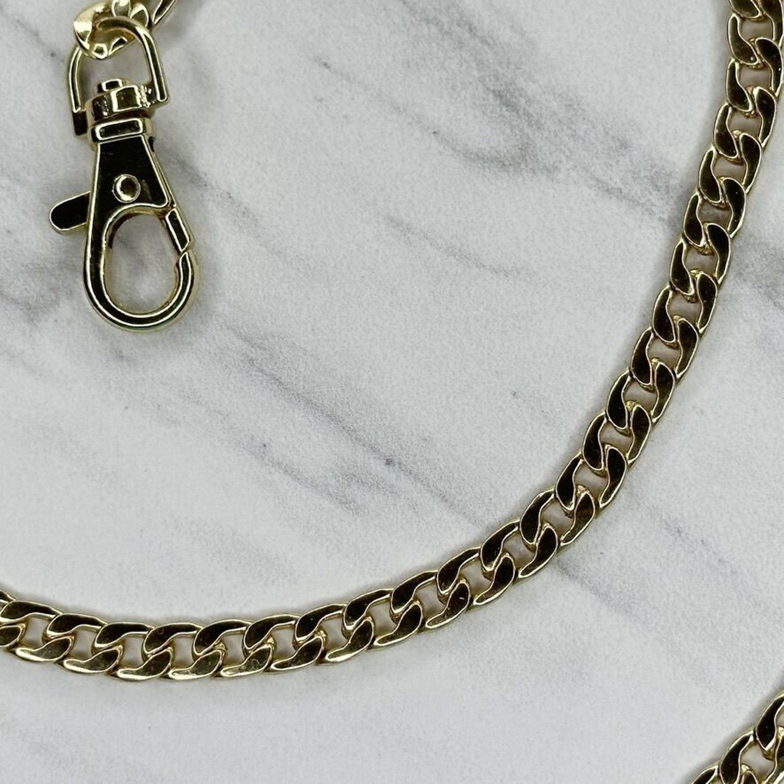 Gold Tone Flat Chain Link Purse Handbag Bag Replacement Strap
