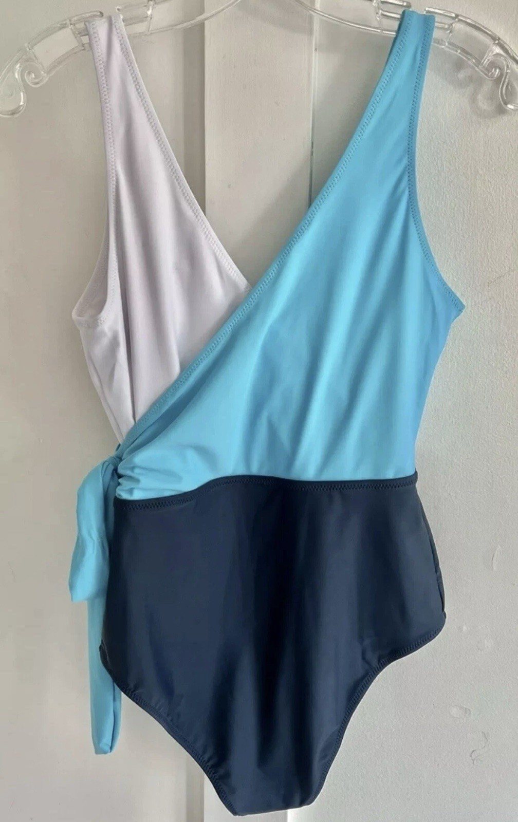 CUPSHE Womens Swimsuit One Piece Bathing Suit Wrap color block small NEW