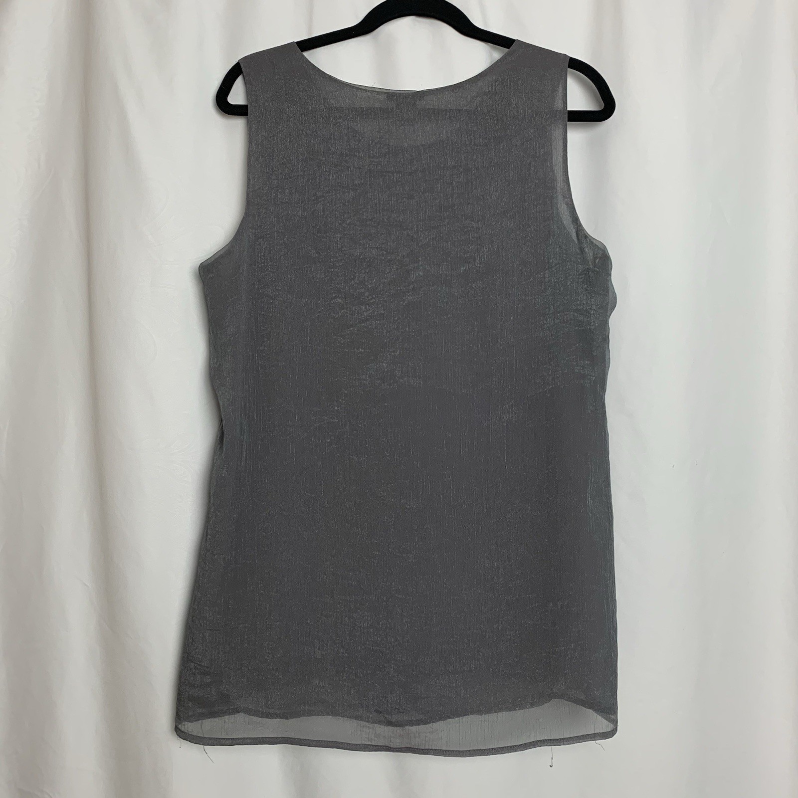 Nue Options Gray Sequin Beaded Glam Festival Sheer Tank Top Women’s Sz XL