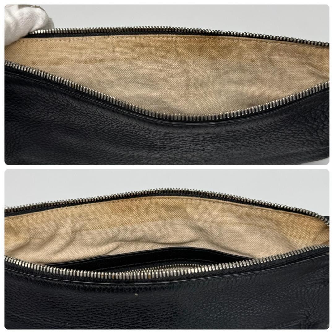 GUCCI Interlocking G Shoulder Bag Black Leather Handbag 26cm x 27cm x 5cm Strap