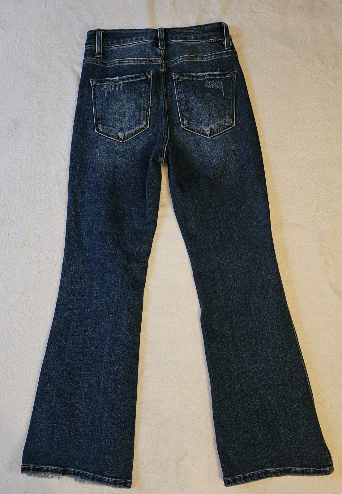 Risen Los Angeles High Rise Cropped Flare Jeans Distressed Raw Hem Size 1 25