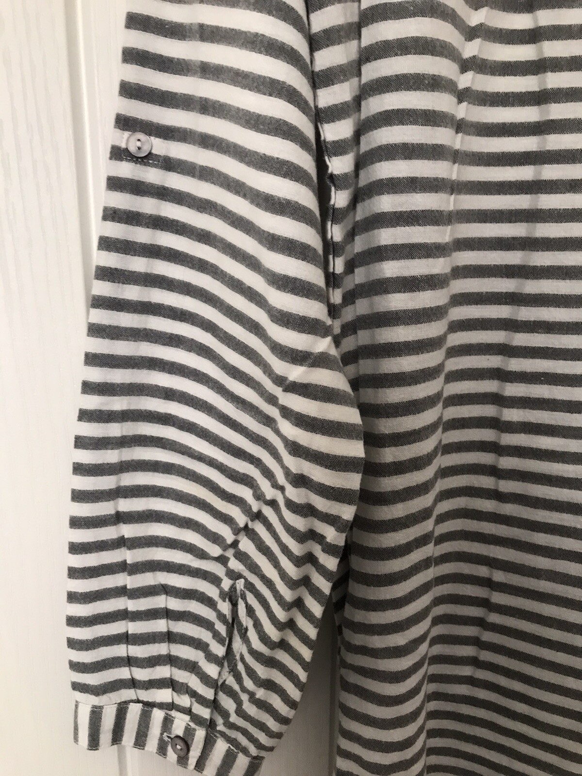 Phase Eight Soft Cotton Grey White Striped Artisan Shirt Blouse Top size UK 10