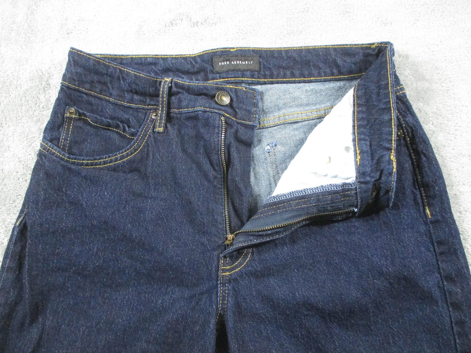 Free Assembly Jeans Womens 8 Dark Wash High Rise Relaxed Straight Denim Blue